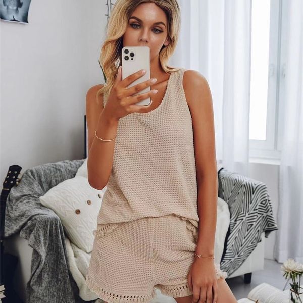 summer beach two piece set women casual solid tassel tracksuit loungewear sleeveless slim shorts suit female clothing 220509, White
summer beach two piece set women casual solid tassel tracksuit loungewear sleeveless slim shorts suit female clothing 220509, White