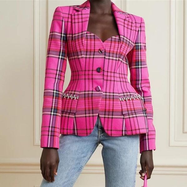 high street plaid blazers for women notched loose long sleeve single breasted coats female 2022 autumn clothing new w250, Black;brown
high street plaid blazers for women notched loose long sleeve single breasted coats female 2022 autumn clothing new w250, Black;brown