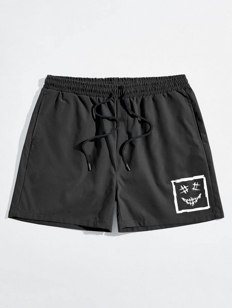 romwe guys cartoon graphic shorts y79z#, White;black