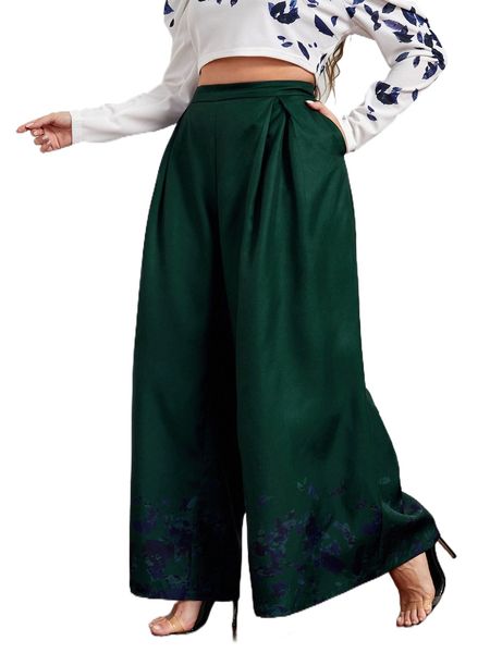 x ashuriicouture plus solid wide leg pants l4b5#, Black 
x ashuriicouture plus solid wide leg pants l4b5#, Black