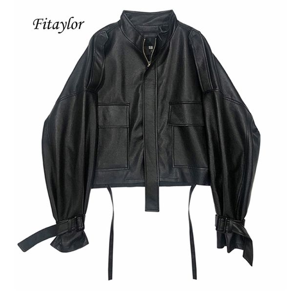 fitaylor autumn women faux soft pu motorcycle leather jacket casual loose black faux leather punk zipper overcoat 210908
fitaylor autumn women faux soft pu motorcycle leather jacket casual loose black faux leather punk zipper overcoat 210908