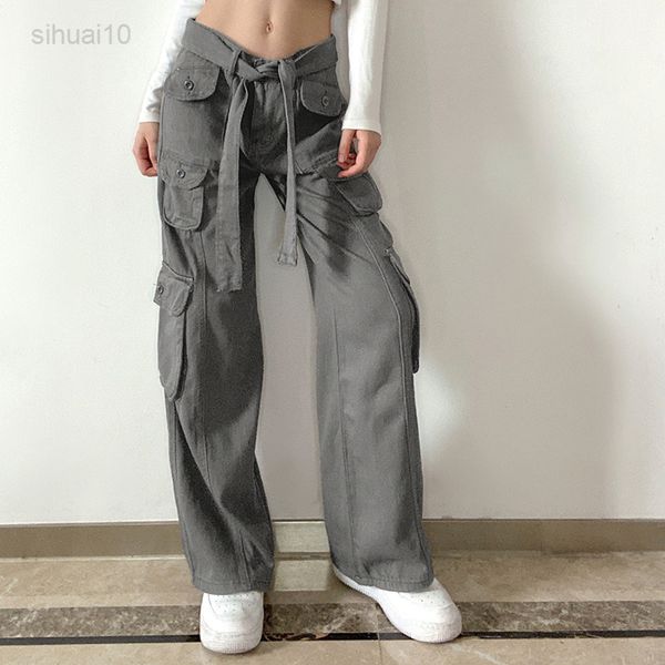 women cargo trousers straight cargo jeans pants high waist vintage pantn streetwear 2022 autumn femme multi pocket pants l220725, Black;white
women cargo trousers straight cargo jeans pants high waist vintage pantn streetwear 2022 autumn femme multi pocket pants l220725, Black;white