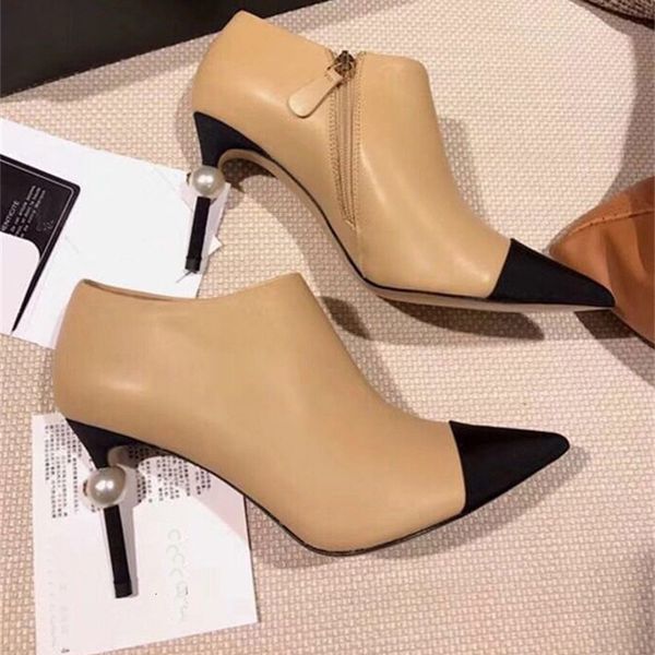 boots spring and autumn color matching pointed high heel thin women's boots versatile leather stitching pearl side zipper nude xecq, Black
boots spring and autumn color matching pointed high heel thin women's boots versatile leather stitching pearl side zipper nude xecq, Black