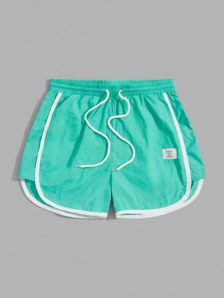men letter patch detail contrast binding drawstring waist shorts i1xw#, White;black
men letter patch detail contrast binding drawstring waist shorts i1xw#, White;black