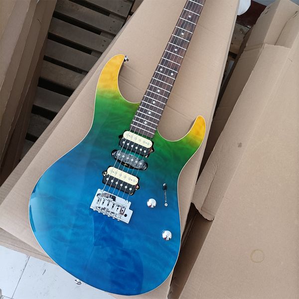 6 strings gradient electric guitar with quilted maple veneer rosewood fretboard
6 strings gradient electric guitar with quilted maple veneer rosewood fretboard