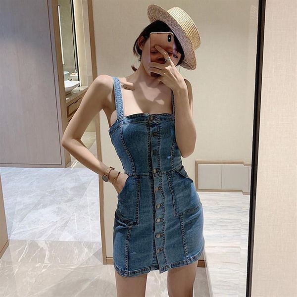 heydress summer fashion denim spaghetti strap dress lady korea streetwear s264r, Black;gray
heydress summer fashion denim spaghetti strap dress lady korea streetwear s264r, Black;gray