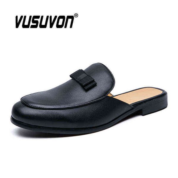 men slippers leather for 2022 fashion bow black mules summer casual shoes round nose gents flats big size 220216
men slippers leather for 2022 fashion bow black mules summer casual shoes round nose gents flats big size 220216