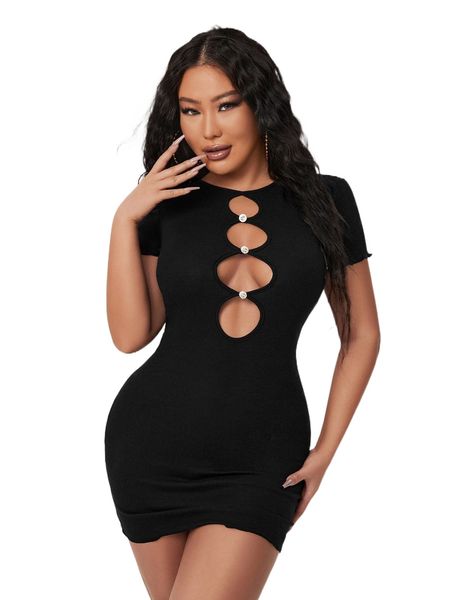 cut out button front backless bodycon dress s83b#, Black;gray
cut out button front backless bodycon dress s83b#, Black;gray