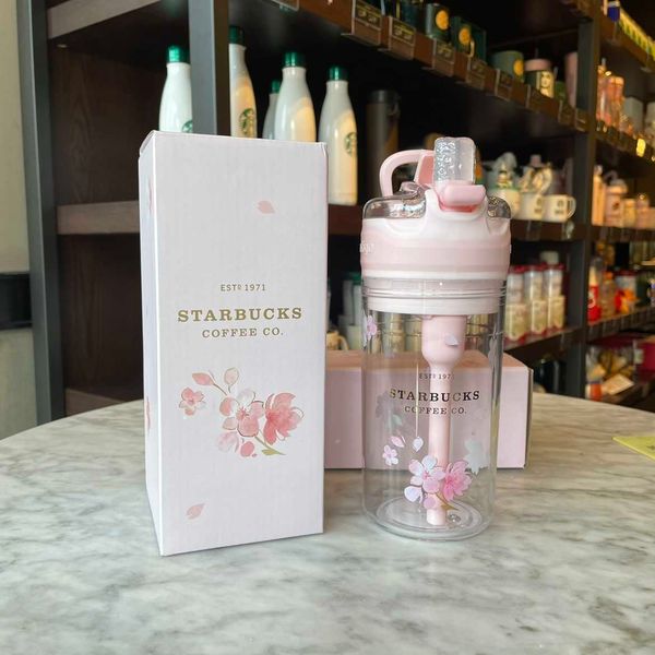 2022 starbucks cup cherry blossom contigo snack box plastic straw water cup 500ml