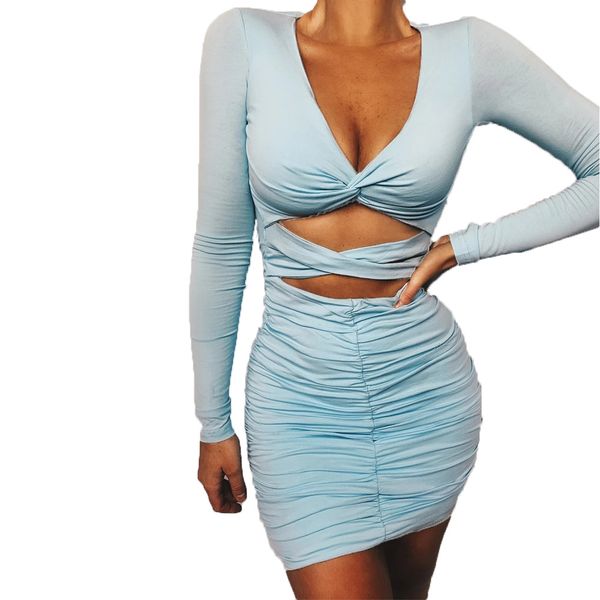 casual dresses ladies bodycon dress long sleeve solid cut out hollow bandage ruched mini women party v neck stretchy vestidos, Black;gray
casual dresses ladies bodycon dress long sleeve solid cut out hollow bandage ruched mini women party v neck stretchy vestidos, Black;gray