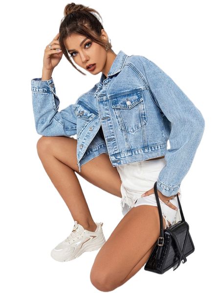 raglan sleeve flap pocket denim jacket 88z3#, Black;brown 
raglan sleeve flap pocket denim jacket 88z3#, Black;brown