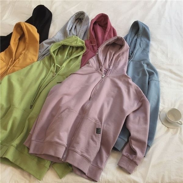 harajuku with hat hoodie zipper kangaroo pocket casual loose solid color sweatshirt female fashion female y200915, Black
harajuku with hat hoodie zipper kangaroo pocket casual loose solid color sweatshirt female fashion female y200915, Black