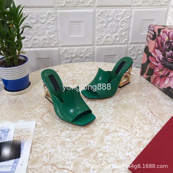 slippers style wind goddess electroplated large metal heels high cowhide square head women's shoes herringbone sandals slippers, Black
slippers style wind goddess electroplated large metal heels high cowhide square head women's shoes herringbone sandals slippers, Black