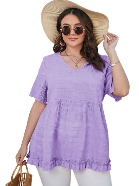 plus textured frill trim peplum blouse a5qy#, Black
plus textured frill trim peplum blouse a5qy#, Black