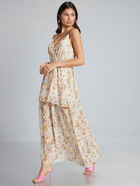 wrap detail allover floral cami dress c3ka#, Black;gray