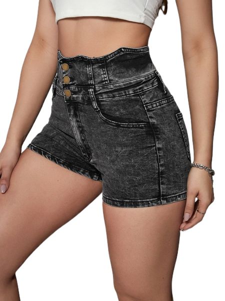 asymmetrical waistband denim shorts d4jv#, White;black
asymmetrical waistband denim shorts d4jv#, White;black