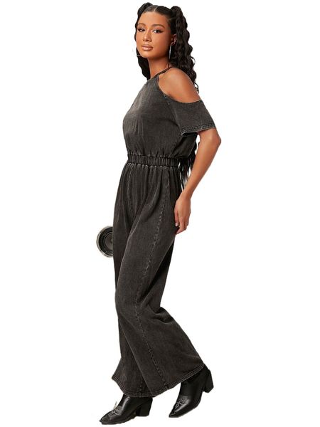 c.ut o.ut keyhole back j.umpsuit b0te#, Black;white