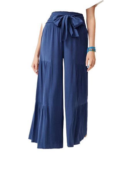 belted flounce hem wide leg pants l0fj#, Black;white
belted flounce hem wide leg pants l0fj#, Black;white