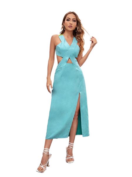x tanya contrast panel crisscross backless cut out split thigh suede dress w4b8#, Black;gray
x tanya contrast panel crisscross backless cut out split thigh suede dress w4b8#, Black;gray