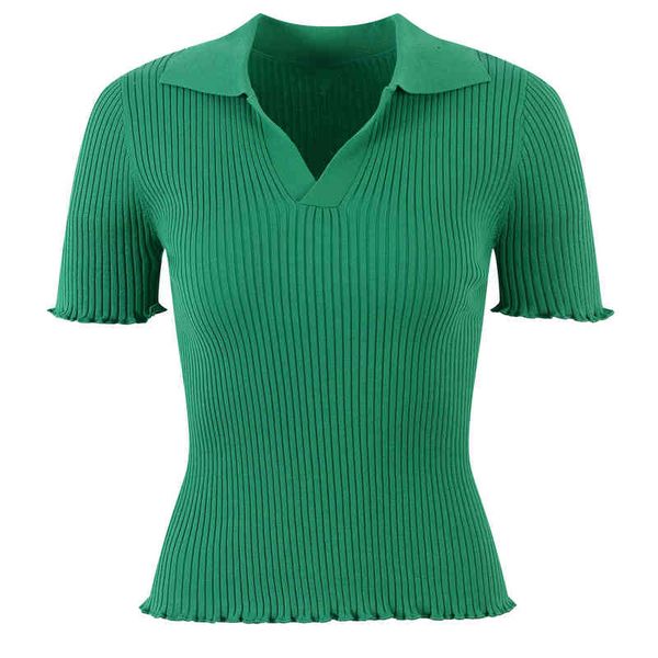 women's sweaters summer polo with short sleeves and ears fashionable slim pit strip thin ice silk sweater euv4, White;black
women's sweaters summer polo with short sleeves and ears fashionable slim pit strip thin ice silk sweater euv4, White;black