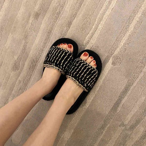 dress shoes summer xiaoxiangfeng one line slippers woven sandals honey casual thick soled women's shoes, Black
dress shoes summer xiaoxiangfeng one line slippers woven sandals honey casual thick soled women's shoes, Black