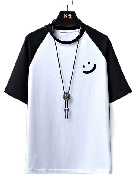 men cartoon graphic colorblock tee o3ht#, White;black 
men cartoon graphic colorblock tee o3ht#, White;black