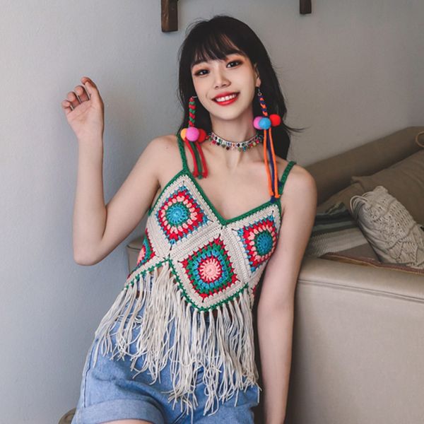 2022 summer casual women tank colour knitted hollow out tassel holiday fashion ethnic style vest for women 0613, White
2022 summer casual women tank colour knitted hollow out tassel holiday fashion ethnic style vest for women 0613, White