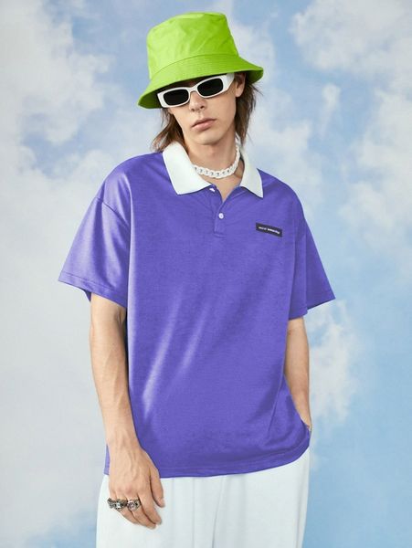 men letter patch detail polo shirt u1rm#, White;black