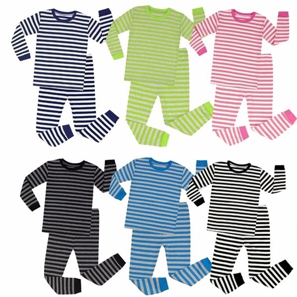 brand boys girls long sleeve cotton striped pajamas sets kids pyjamas for 1-8 years christmas pajamas cotton nightwear lj201216, Blue;red
brand boys girls long sleeve cotton striped pajamas sets kids pyjamas for 1-8 years christmas pajamas cotton nightwear lj201216, Blue;red