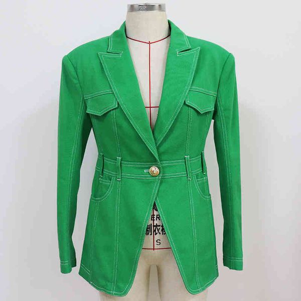 women's suits & blazers 2022 autumn winter catwalk style widened shoulder open line decoration one button denim suit jacket green aeks, White;black
women's suits & blazers 2022 autumn winter catwalk style widened shoulder open line decoration one button denim suit jacket green aeks, White;black