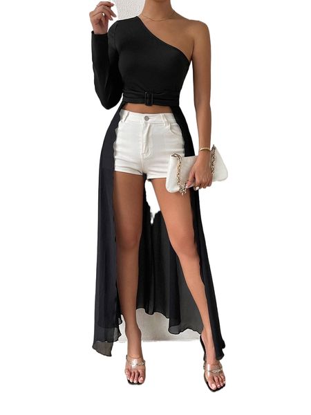 one shoulder asymmetrical hem f2vx#, White 
one shoulder asymmetrical hem f2vx#, White