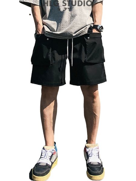 men drawstring waist cargo shorts s6bo#, White;black
men drawstring waist cargo shorts s6bo#, White;black