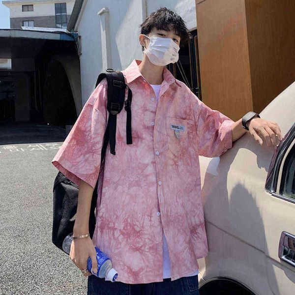 tie dye pink shirt men couples hawaiian shirt short sleeve beach shirt male shirts button up korean fashion summer plus size new y220411, White;black
tie dye pink shirt men couples hawaiian shirt short sleeve beach shirt male shirts button up korean fashion summer plus size new y220411, White;black