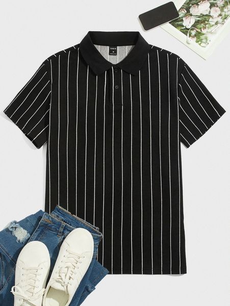 men vertical striped polo shirt p2nx#, White;black
men vertical striped polo shirt p2nx#, White;black