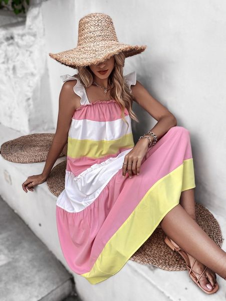 random colorblock ruffle trim dress h9pn#, Black;gray
random colorblock ruffle trim dress h9pn#, Black;gray