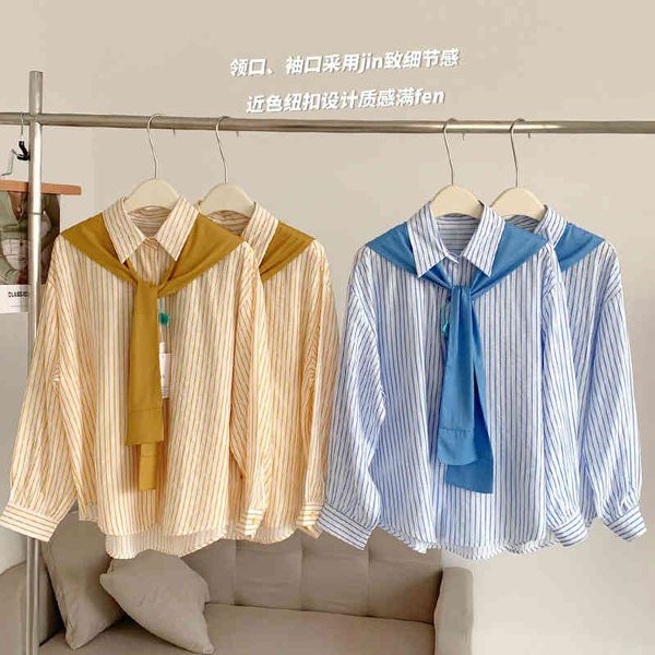 women's polos feeling lazy wind stripe shirt women's early spring loose and versatile comfortable two-color fake two-piece shirt 9, White
women's polos feeling lazy wind stripe shirt women's early spring loose and versatile comfortable two-color fake two-piece shirt 9, White