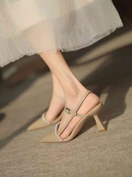 t042303 ivory/beige pointed toe calf skin genuine leather sling back 5.5cm heels sandals 68b6, Black
t042303 ivory/beige pointed toe calf skin genuine leather sling back 5.5cm heels sandals 68b6, Black