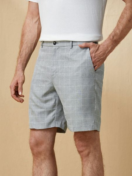men grid print slant pockets shorts 29au#, White;black
men grid print slant pockets shorts 29au#, White;black