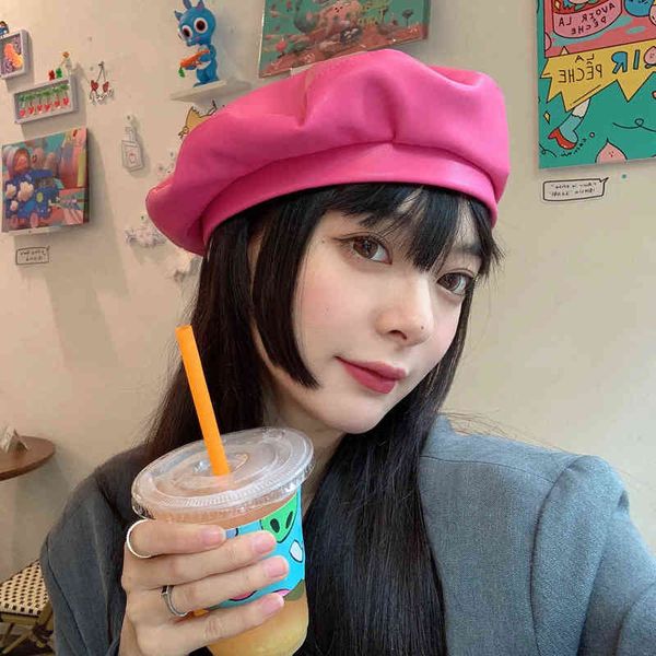 japanese pu leather beret female summer british retro pink in wind korean version of the wild newspaper seller hat painter cap j220722, Blue;gray
japanese pu leather beret female summer british retro pink in wind korean version of the wild newspaper seller hat painter cap j220722, Blue;gray