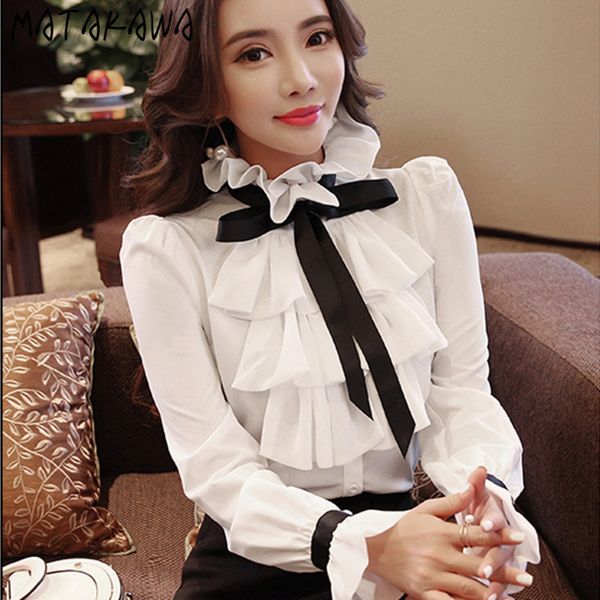 women white ruffle bow neck womens blouses long sleeve chiffon blouse office lady blusas femininas harajuku shirt 210506
women white ruffle bow neck womens blouses long sleeve chiffon blouse office lady blusas femininas harajuku shirt 210506