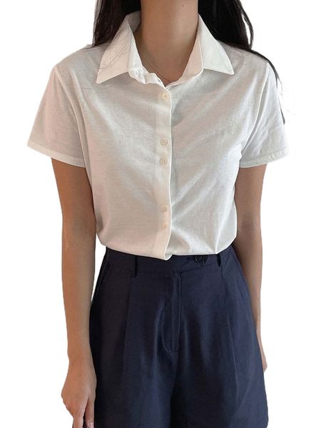 dazy solid button front tee 91az#, White
