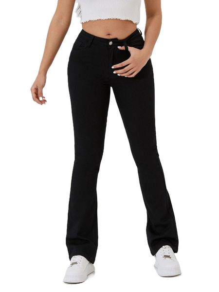 zipper fly flare leg jeans q8w4#, Blue 
zipper fly flare leg jeans q8w4#, Blue