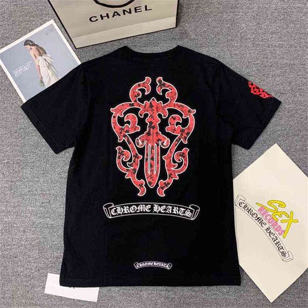 2021 summer new ch short sleeve cotton t-shirt male sanskrit cioss print round neck half sleeve female, White;black
2021 summer new ch short sleeve cotton t-shirt male sanskrit cioss print round neck half sleeve female, White;black