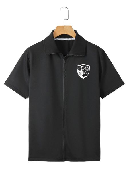 men letter graphic zip up tee 21fe#, White;black