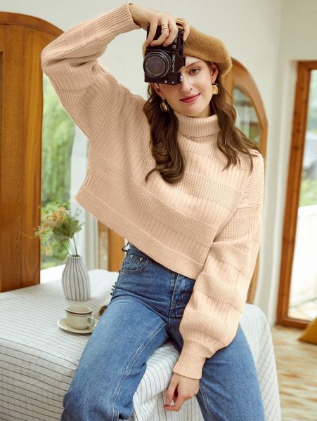 simplee turtle neck drop shoulder sweater w3ae#, White;black
simplee turtle neck drop shoulder sweater w3ae#, White;black