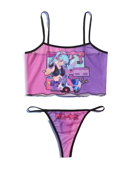 romwe anime cartoon graphic contrast binding mesh lingerie set z9pn#, Black;red
romwe anime cartoon graphic contrast binding mesh lingerie set z9pn#, Black;red