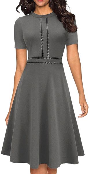 women's vintage chic crew neck short sleeve party summer wedding guest dress swing work dress 82un#, Black;gray
women's vintage chic crew neck short sleeve party summer wedding guest dress swing work dress 82un#, Black;gray