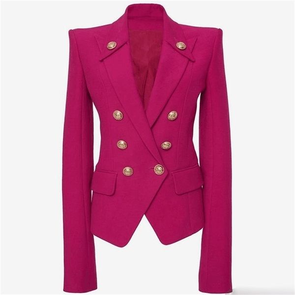 designer womens collar double breasted metal buttons blazer outer wear y201026, White;black
designer womens collar double breasted metal buttons blazer outer wear y201026, White;black