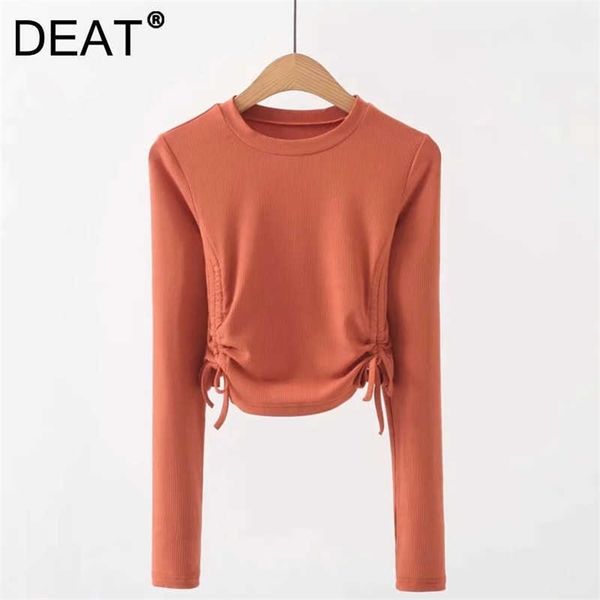 deat spring autumn arrivals solid color round collar long sleeve drawstring fashion temperament t-shirt mz642 210709, White
deat spring autumn arrivals solid color round collar long sleeve drawstring fashion temperament t-shirt mz642 210709, White