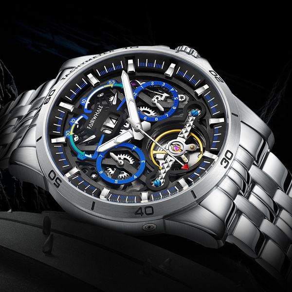 mark huafei brand fashion trend cool racing watch men's waterproof fully automatic mechanical, Slivery;brown
mark huafei brand fashion trend cool racing watch men's waterproof fully automatic mechanical, Slivery;brown